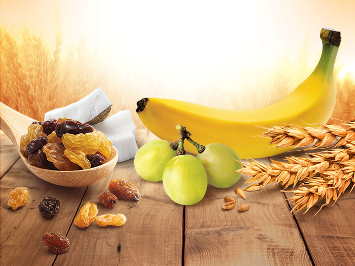An assortment of grains and fruits for a healthy lifestyle